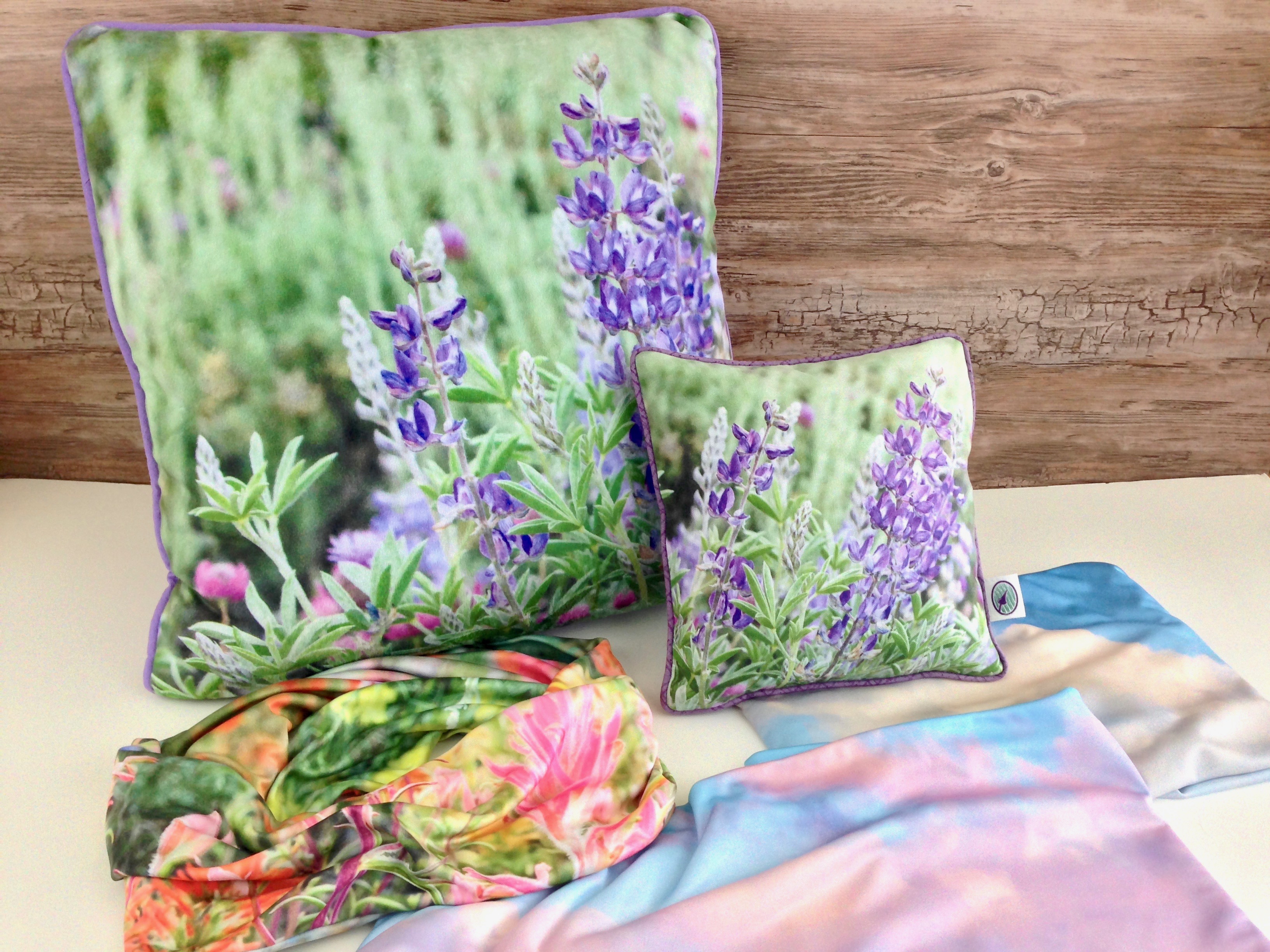 Eastern Sierra photos printed on fabric and handcrafted into home decor and personal accessories