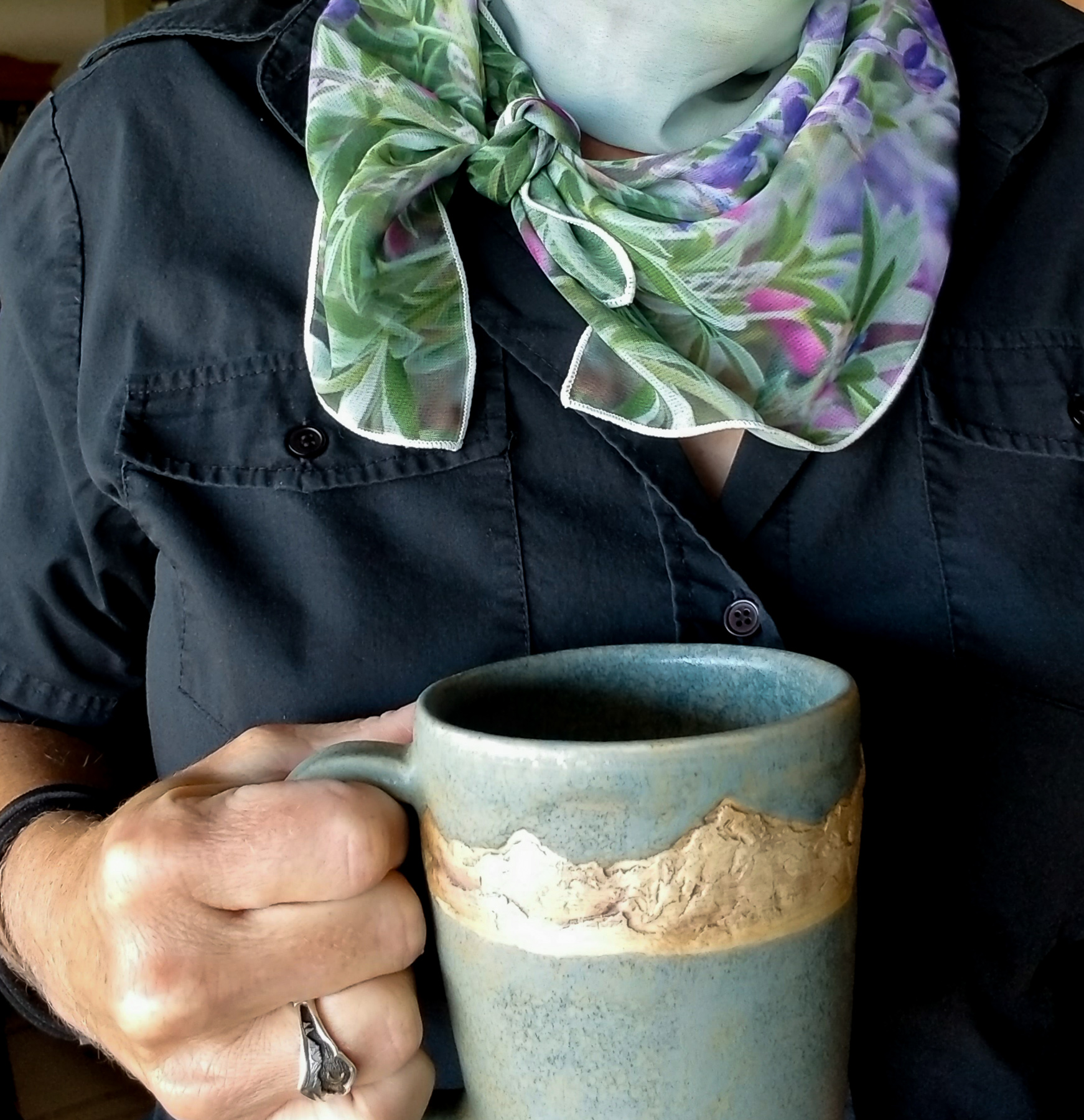 purple lupine wildflower scarf handmade green mountain mug